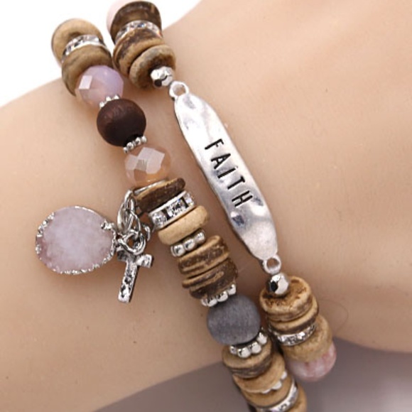 Jewelry - FAITH- Mixed Stone Stretch Bracelet